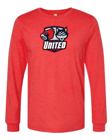 United Lacrosse Bella/Canvas Heather Red unisex "YOUTH" long sleeve
